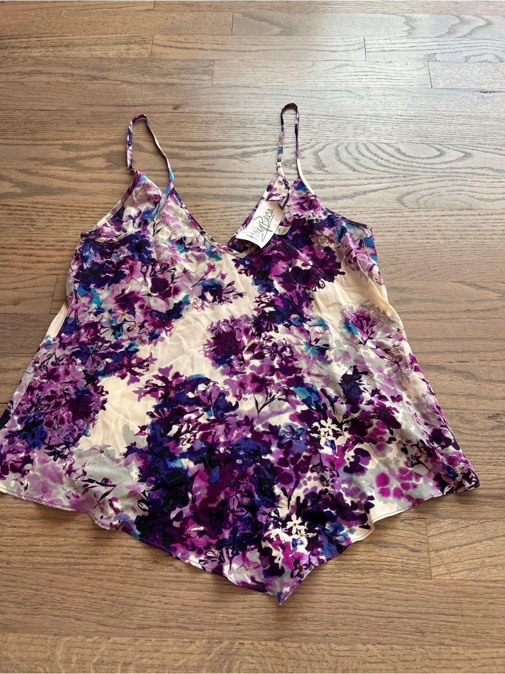Rory Beca Purple Floral V-Neck Satin Cami